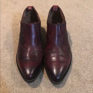 Frye Burnt Red Polished Grain Booties